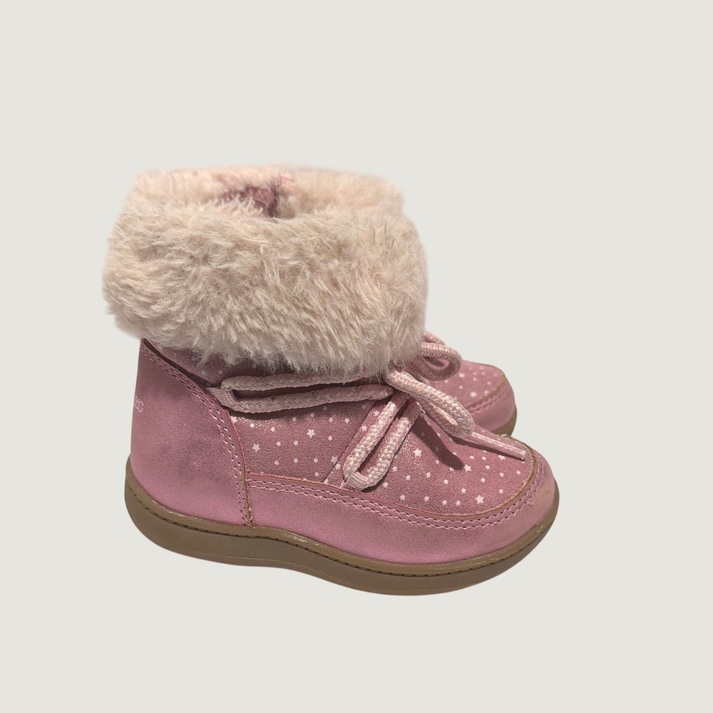 Stride Rite 360 Spruce Pink Metallic Star Faux Fur Winter Boots Kids 7M KG009902 - Picture 3 of 8